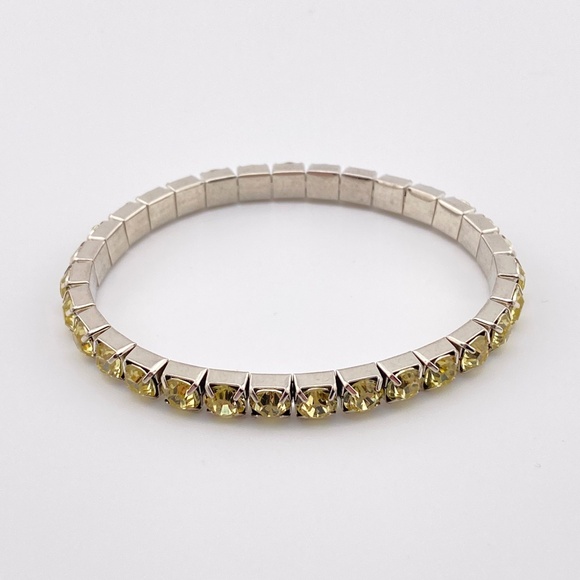 Yellow Green Rhinestone Stretch Bracelet - Picture 1 of 5